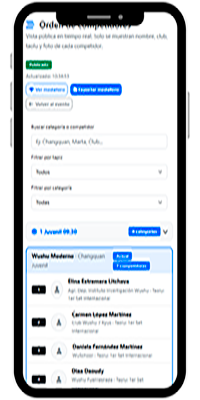 Sistema de filtrado para la Lista de competidores de Hub Wulin