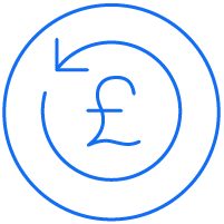 Blue icon representing repayments - funding for restaurants - SkyTab