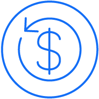 Blue icon representing repayments - funding for restaurants - SkyTab