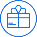 Blue icon with a gift - build a restaurant website - SkyTab