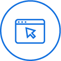 Blue icon with a browser window and cursor - build a restaurant website - SkyTab