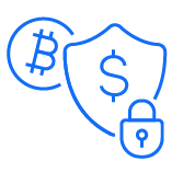 Blue icon representing cryptocurrency protecting revenue - crypto POS system - SkyTab