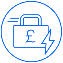 Blue icon representing fast funding - funding for restaurants - SkyTab