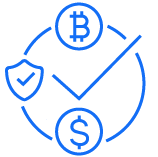 Blue icon representing no cryptocurrency volatility - crypto POS system - SkyTab