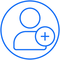 Blue icon representing sign up - funding for restaurants - SkyTab