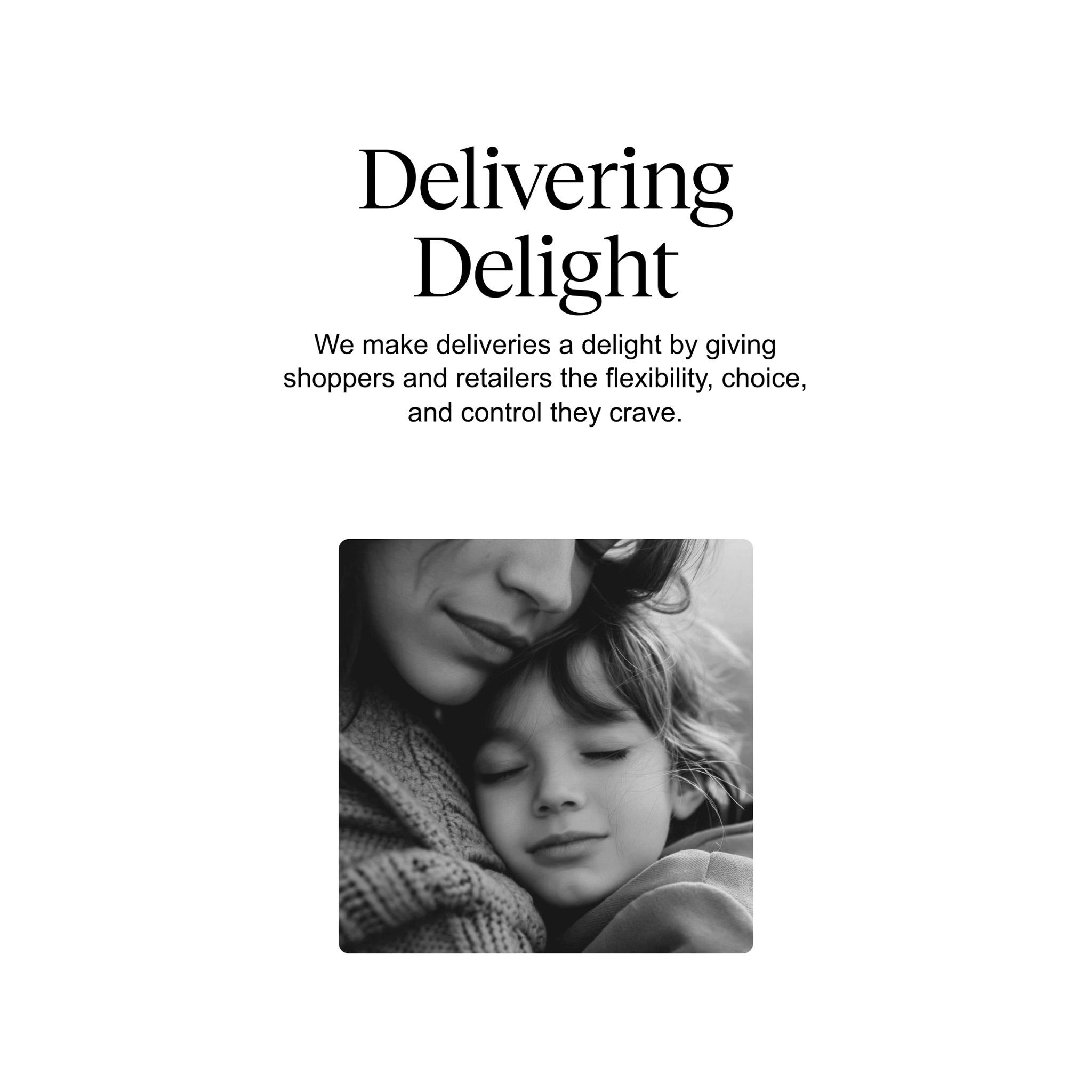 Mother and child embracing — user-centric delivery