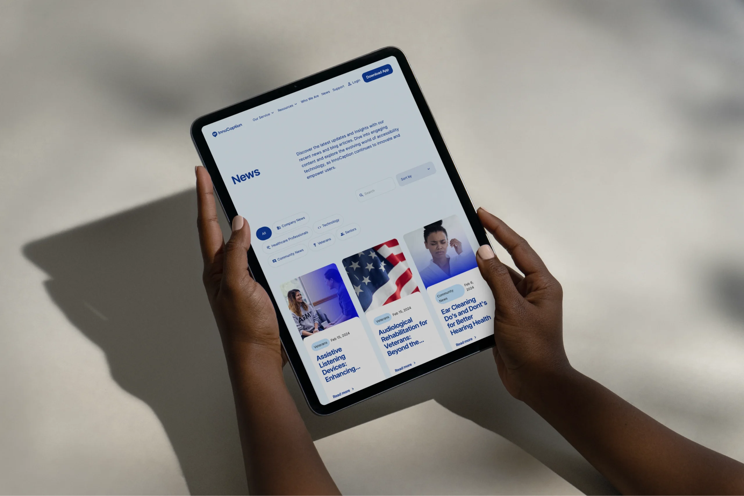 InnoCaption tablet nyhedsside