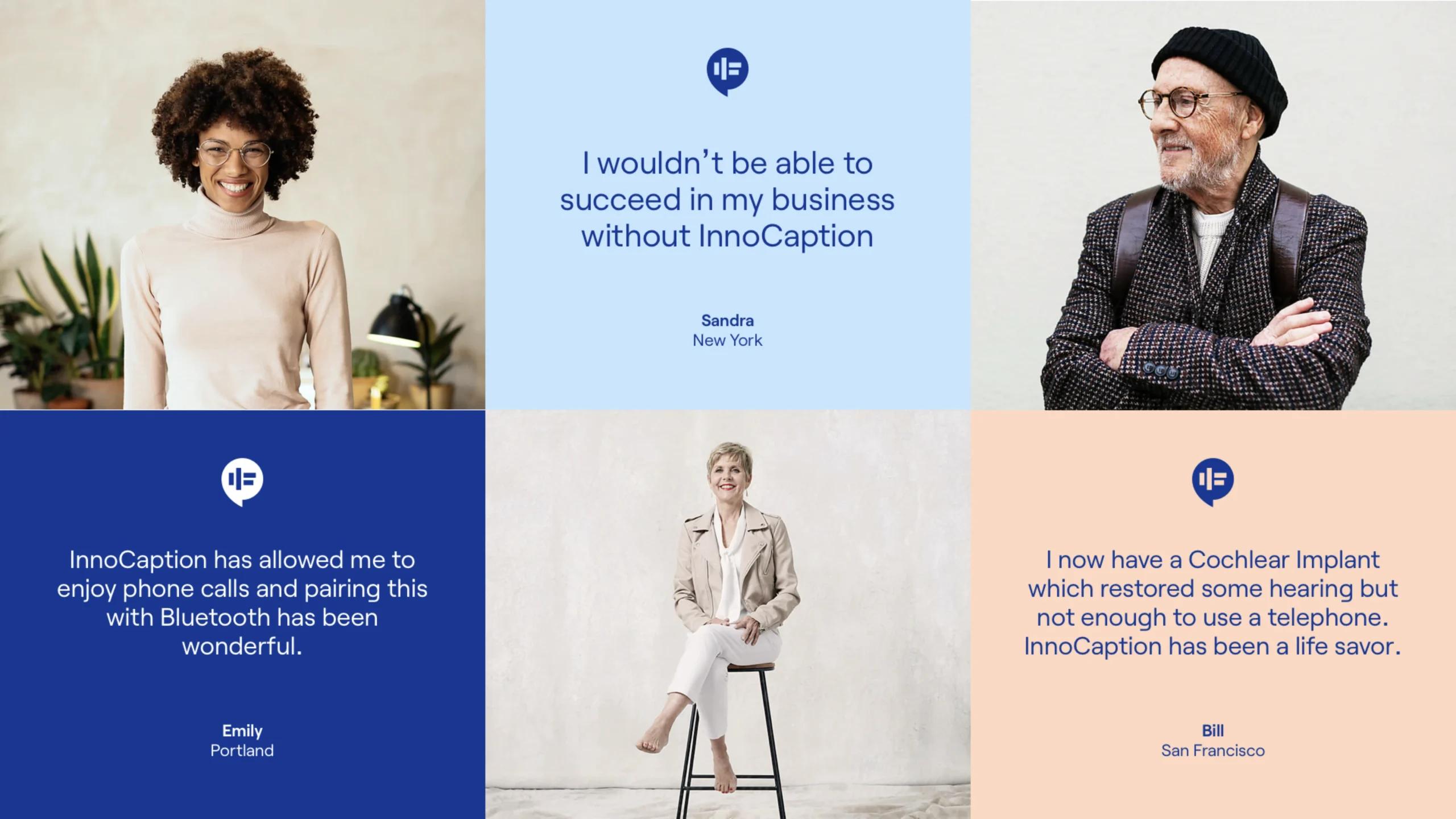 InnoCaption testimonial grid