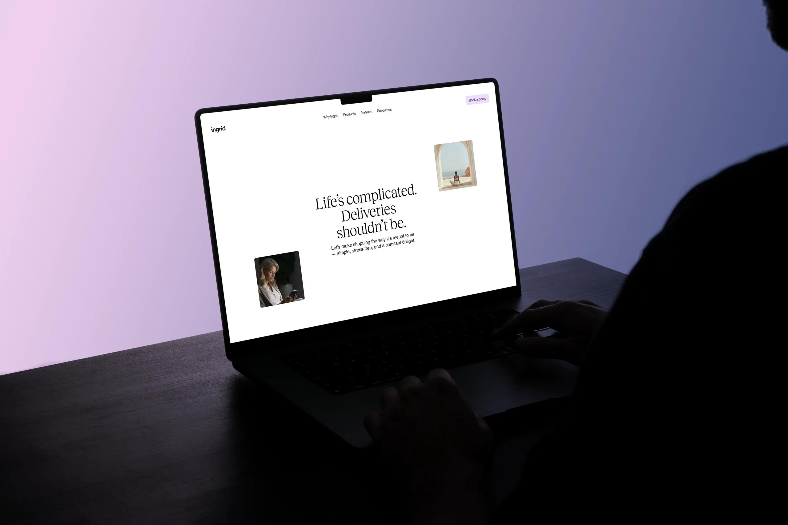 Ingrid website desktop mockup showing delivery automation platform