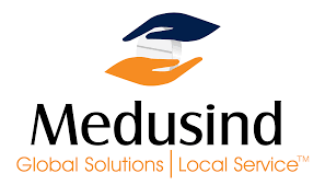 Medusind logo and wordmark — Global Solutions | Local Service