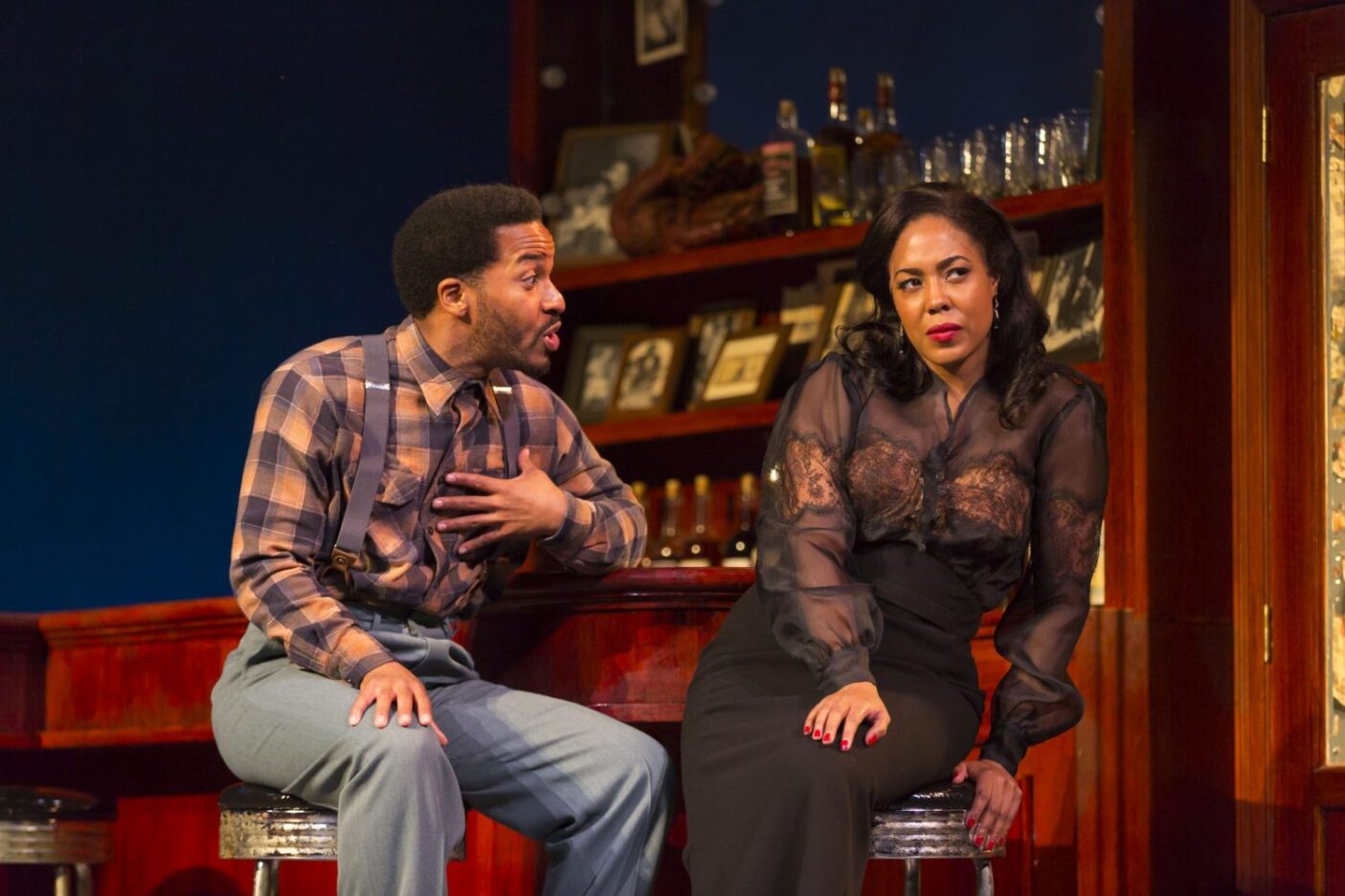 Pictured (L to R): Andre Holland (P-Sam) and De'Adre Aziza (Silver). Photograph T .Charles Erickson.