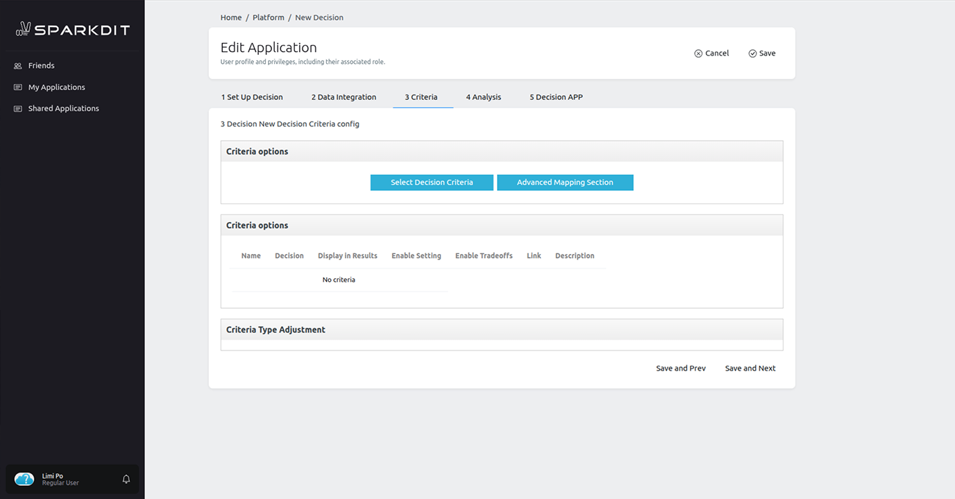 Sparkdit Criteria Configuration