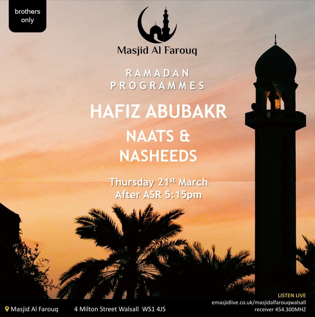 Poster for Naats & Nasheeds with Hafiz Abu Bakr Haidri