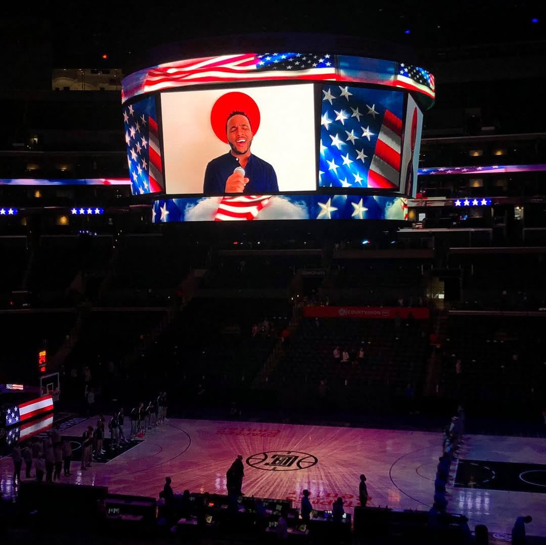Leelonn Performs National Anthem at LA Clippers Game, Live in Fanzone media 3