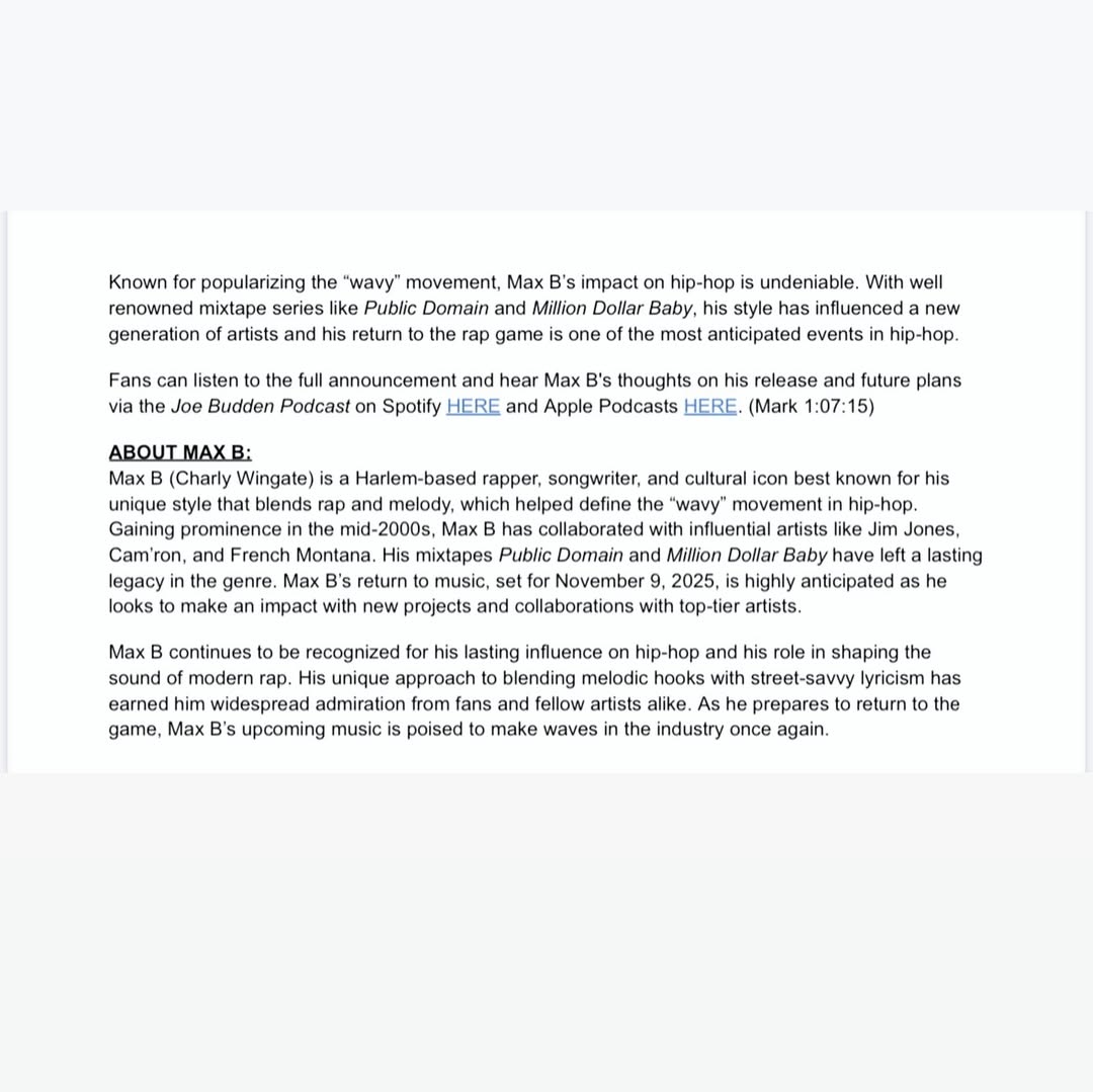 Max B Returns to the Scene on Nov 9, 2025 media 2