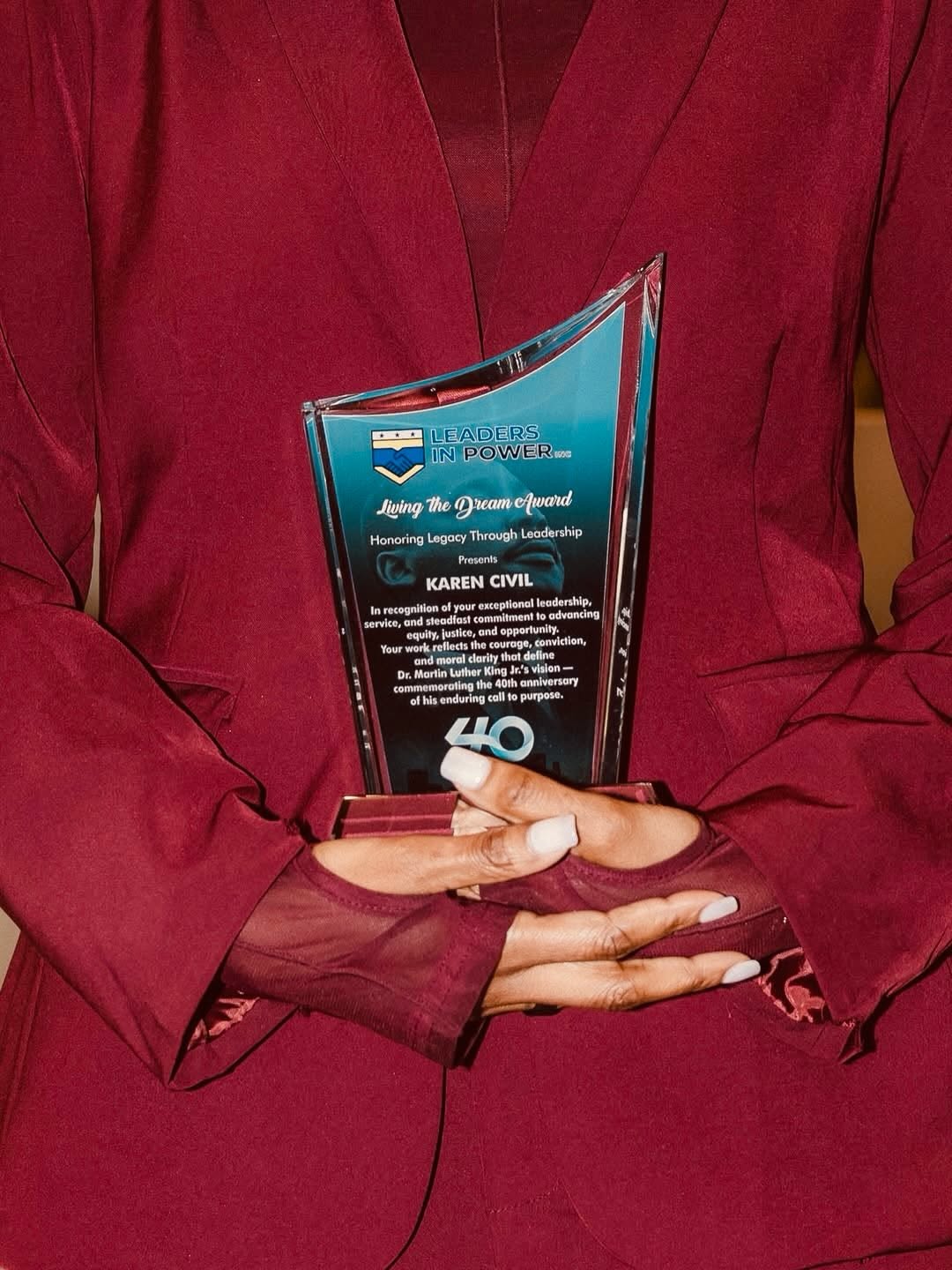 Last month, our CEO @karencivil received the MLK Legacy Award at the @mlkhonorsla Living the Dream Gala.