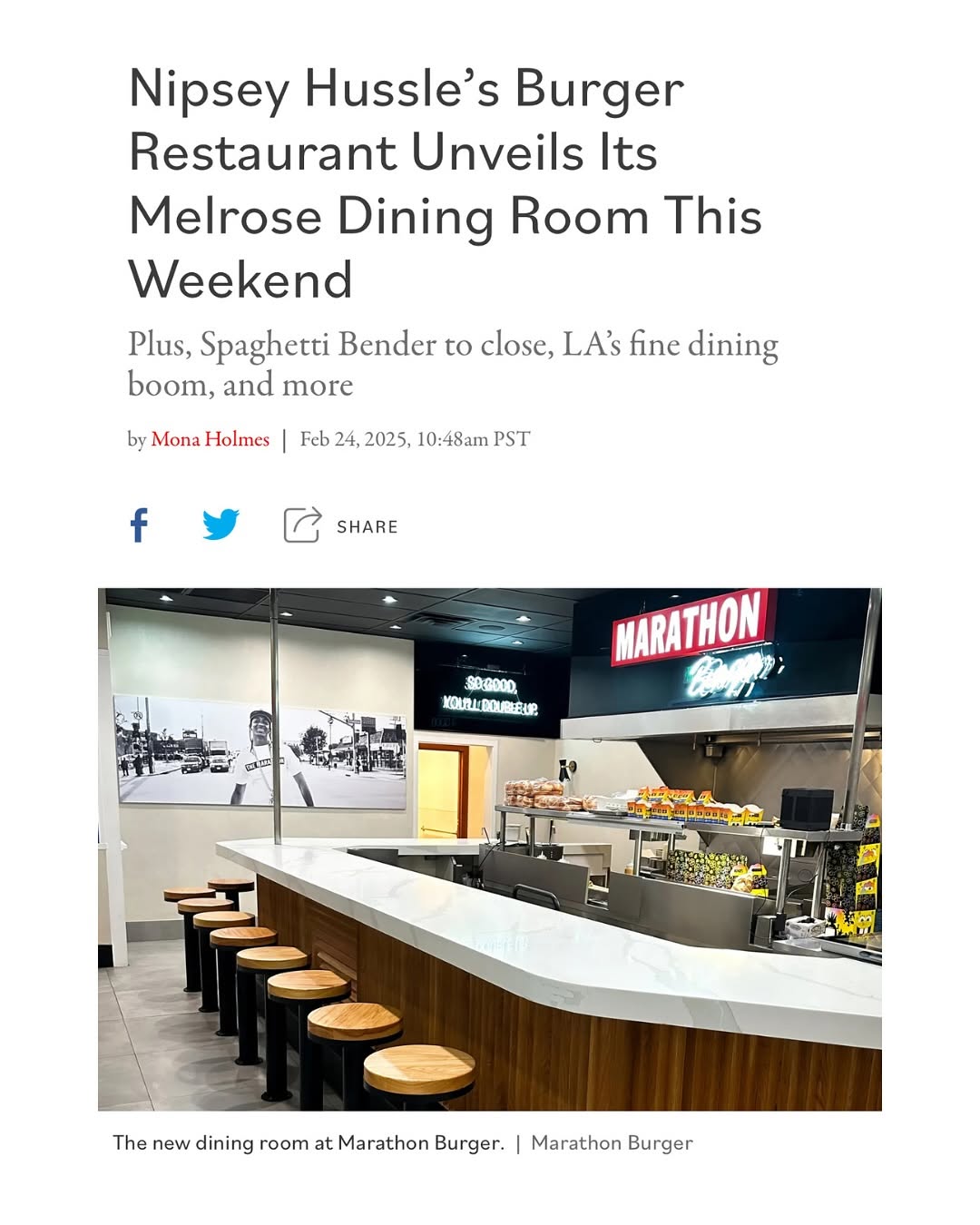 Marathon Burger Opens Flagship in Fairfax District, Honoring Nipsey Hussle's Legacy media 2