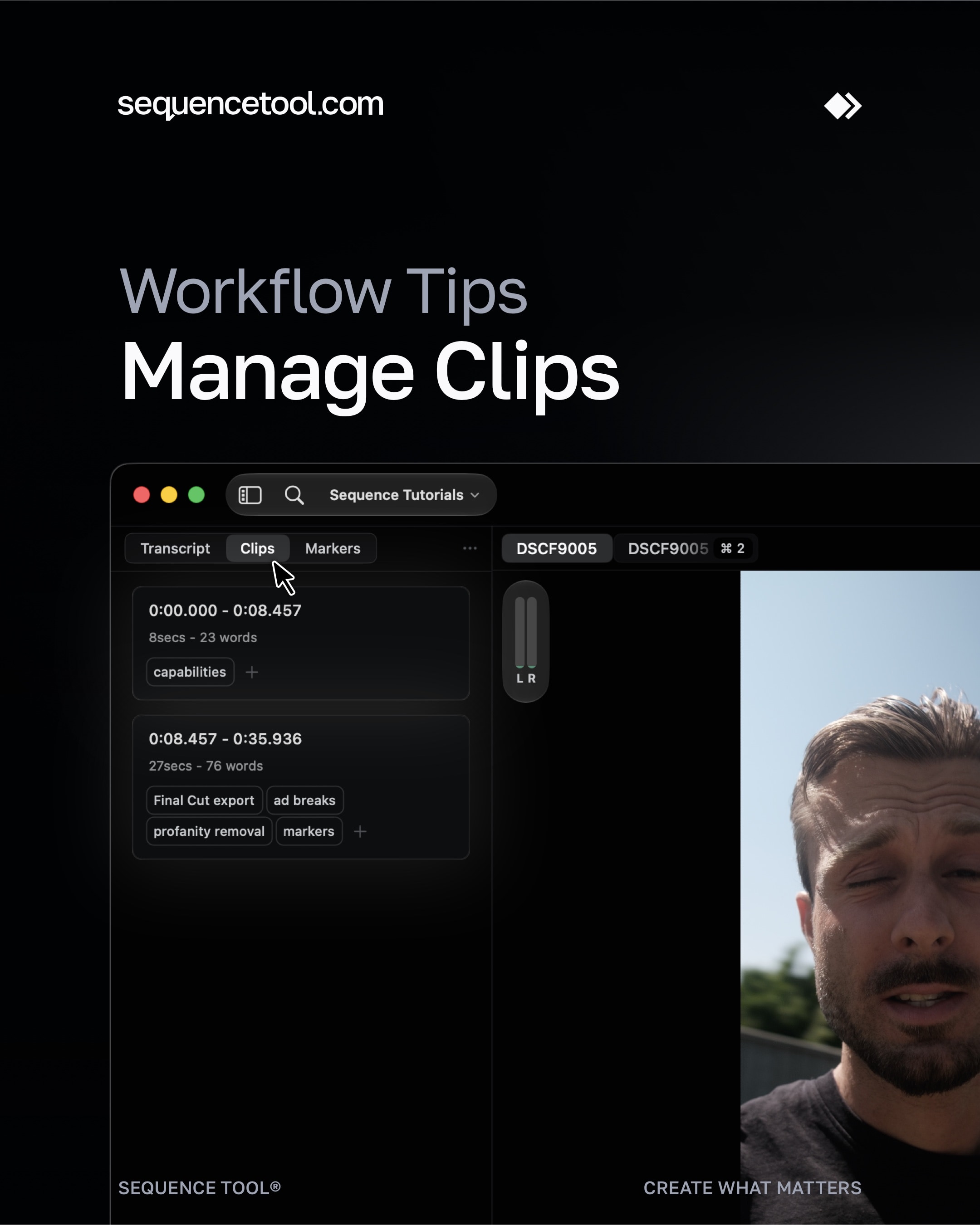 See how clips are broken down (including their associated keywords), before handoff to FCP