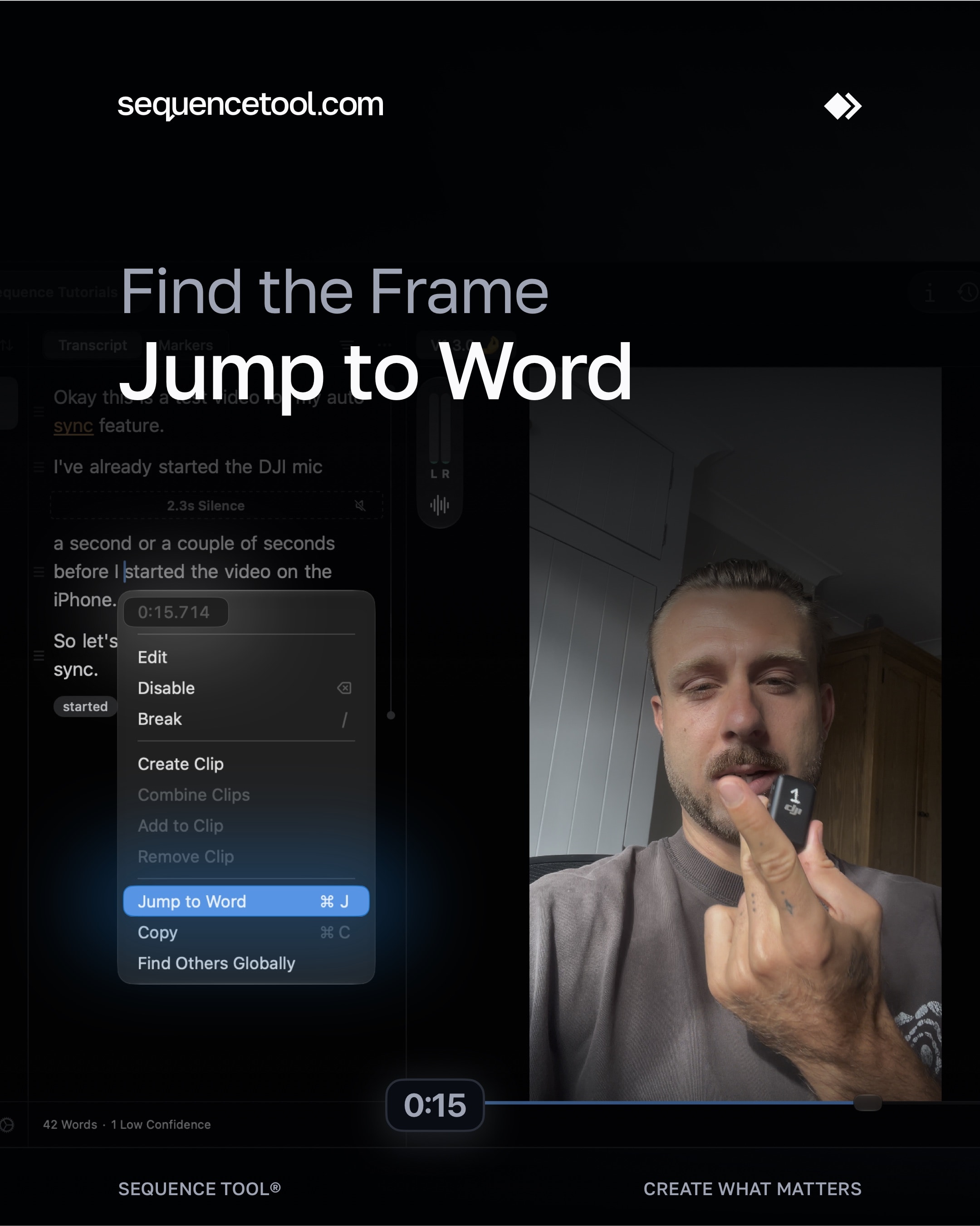 No need to scrub, just Jump to Word.