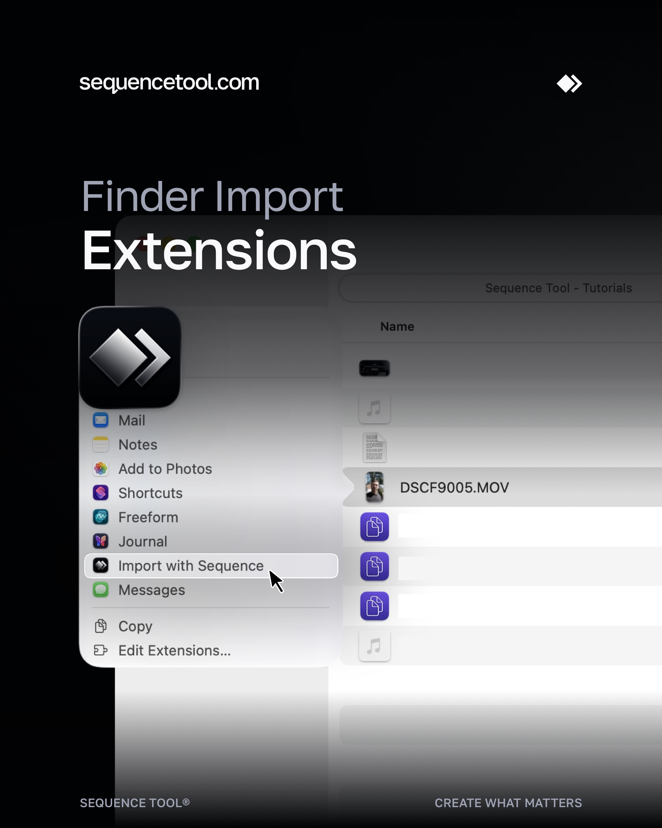 Easily import from your finder, turn on macOS extensions to get started (v1.2.5).