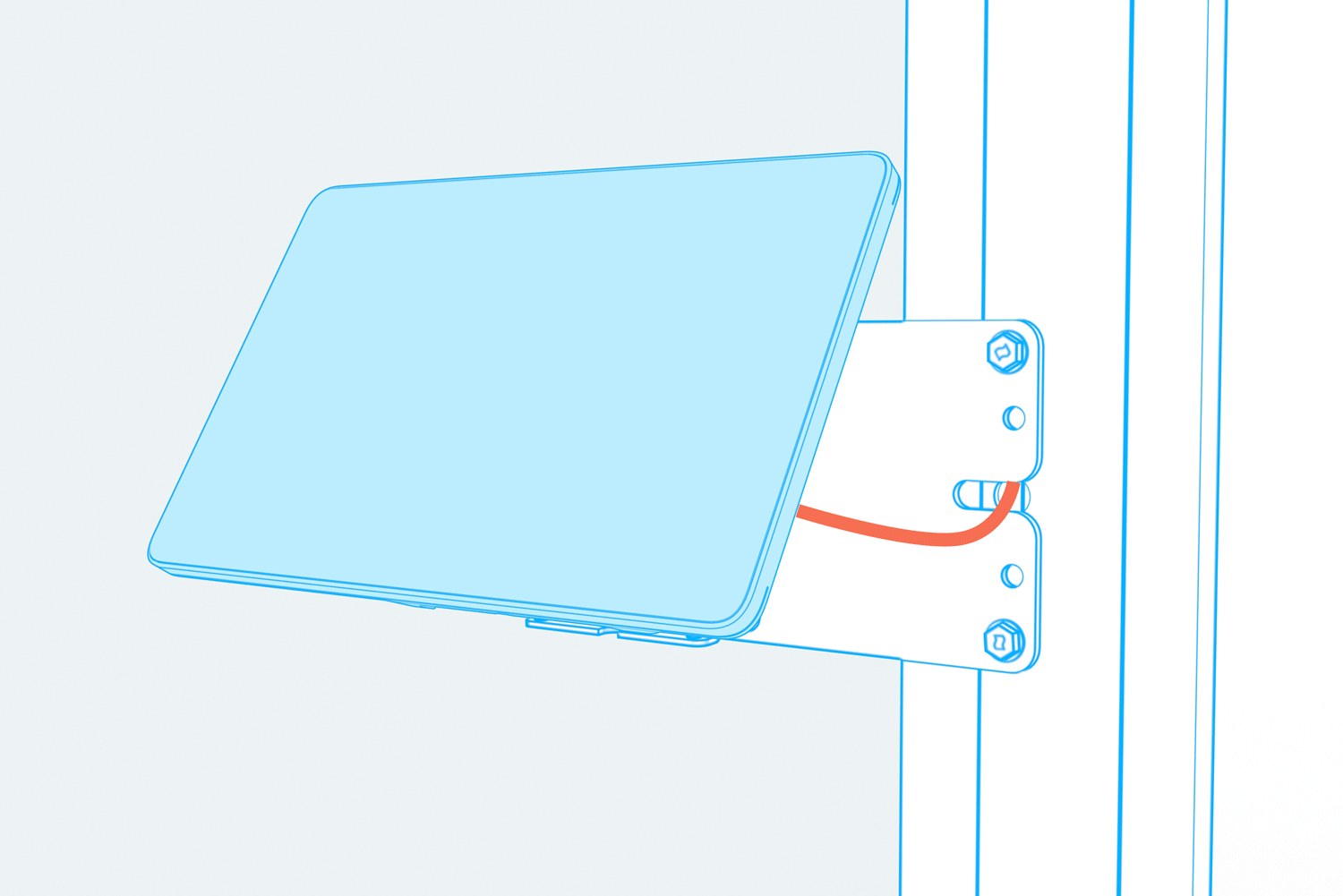 Animation showing Neat Pad moving onto and seating against the wall mount.