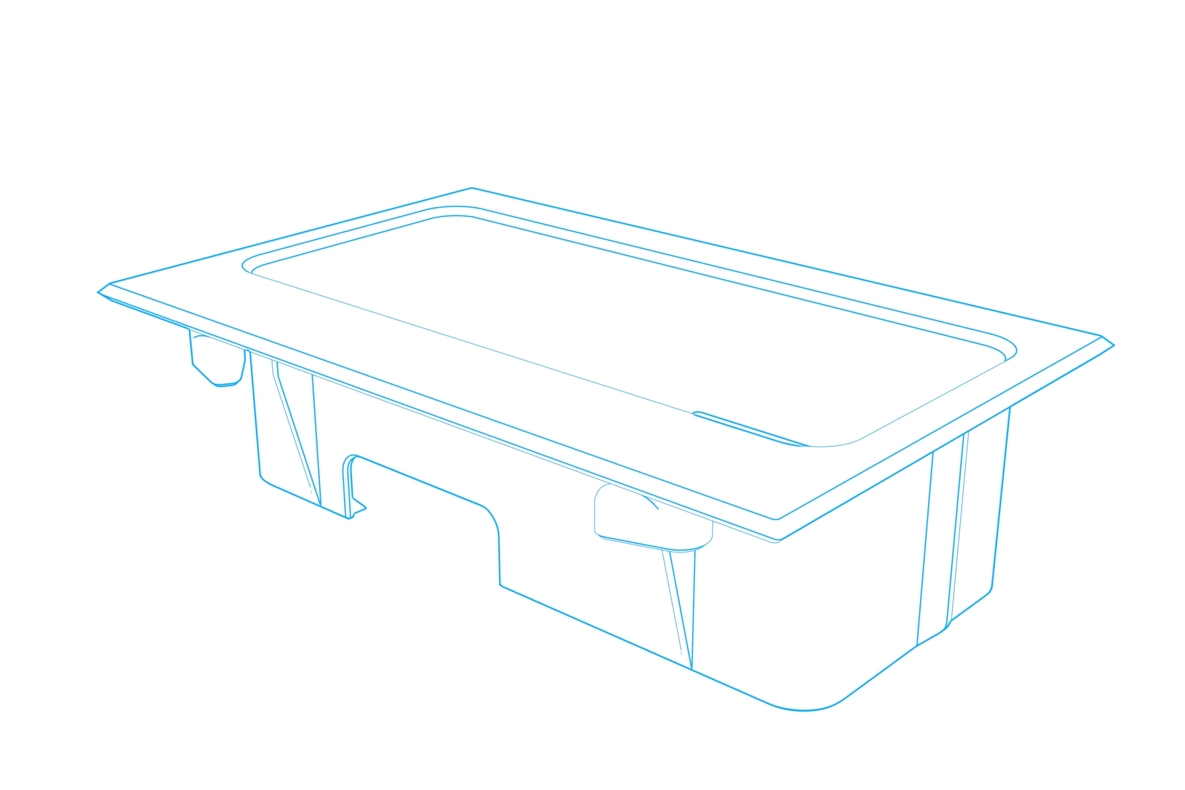 Console insert with a rectangular opening and recessed support for a Shure SBC 220 or SBC 240 charger.