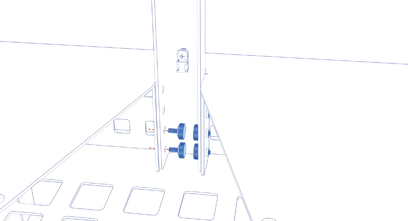 Animation of four thumbscrews entering the neck-to-base connection.