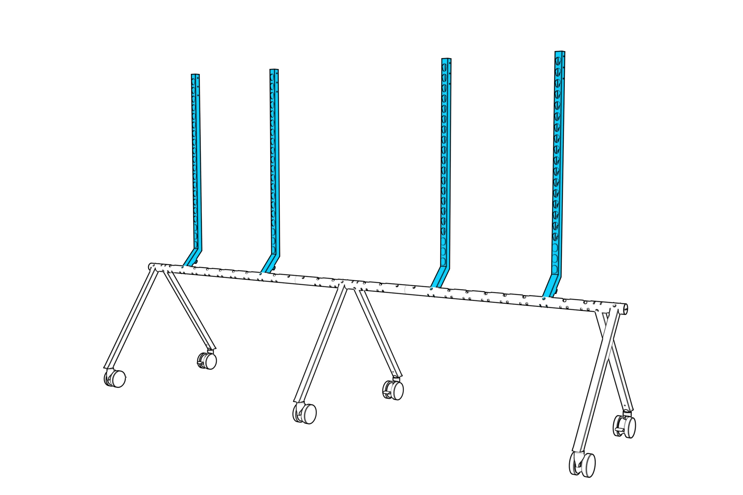 Base with all four upright columns installed.