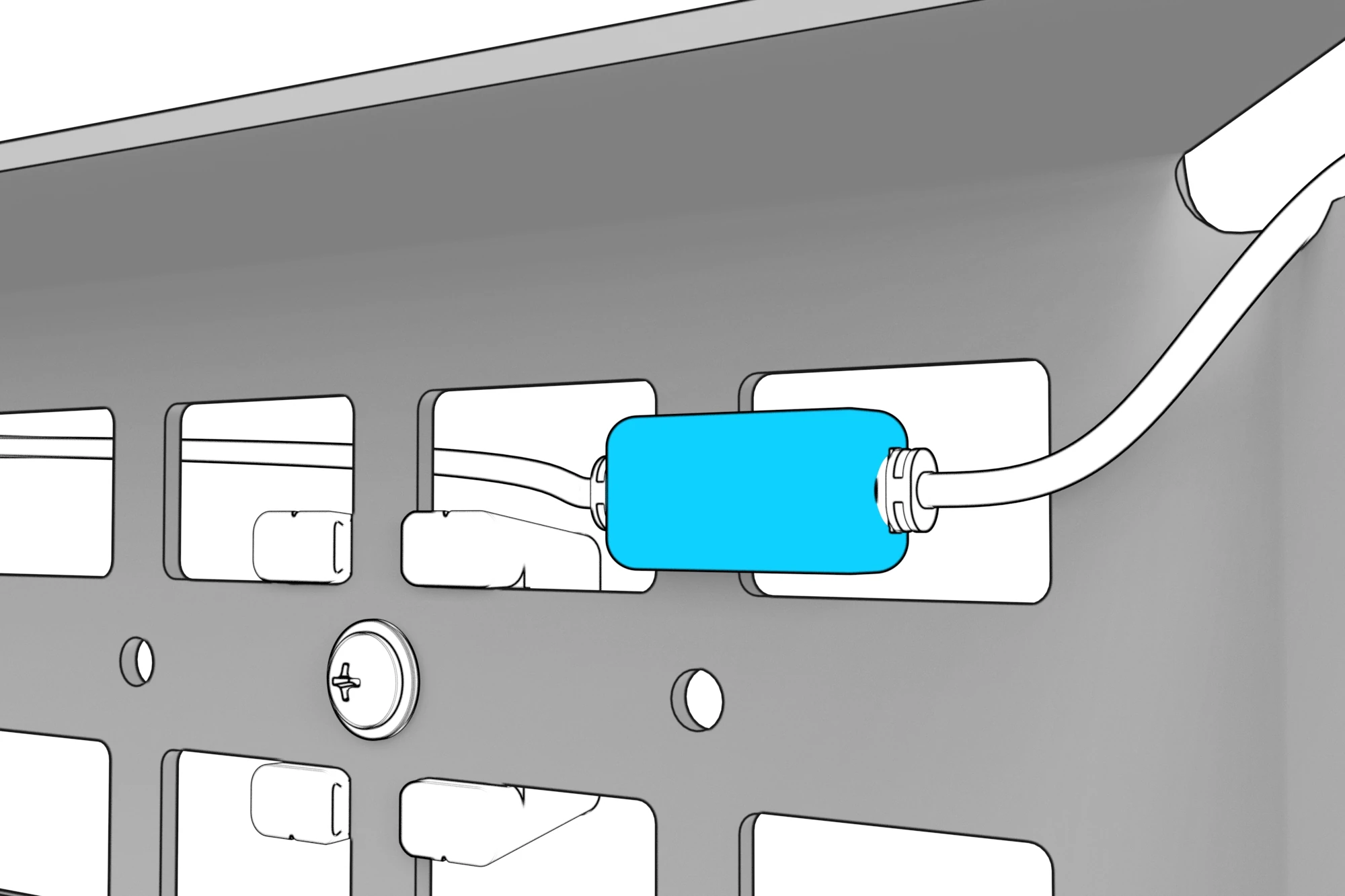 Protective connecting cover fitted around an LED-strip cable connection.