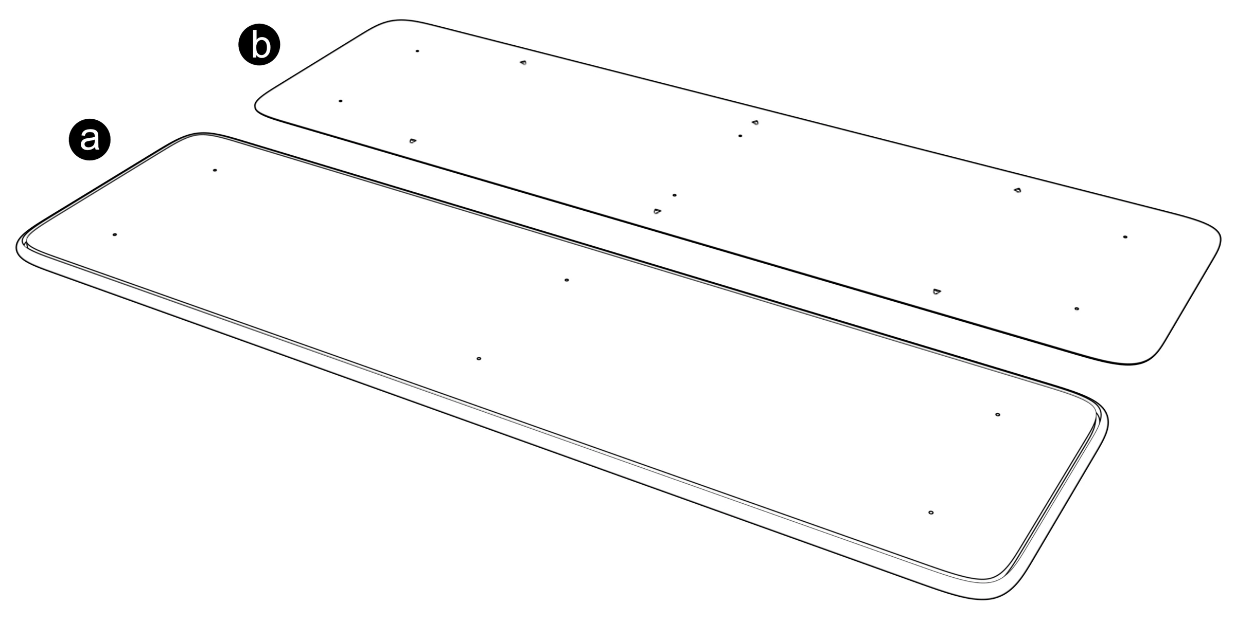 One wide ADA panel and its installation template labeled a and b.