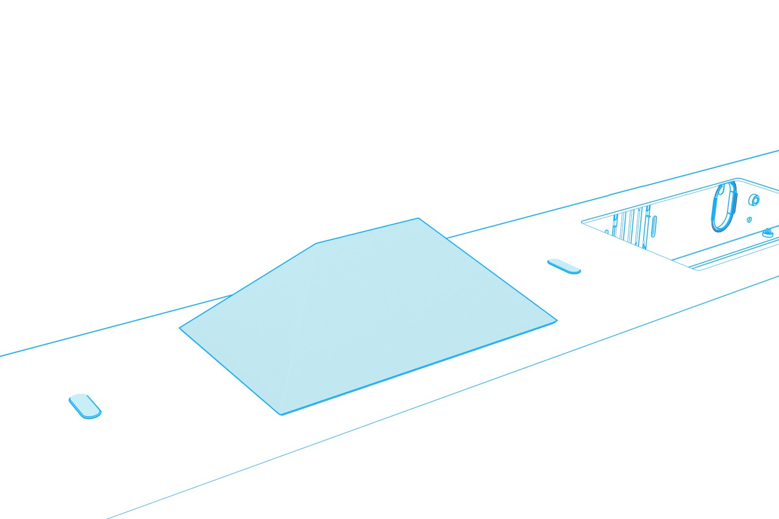 Animation showing a console insert lowered into its opening.