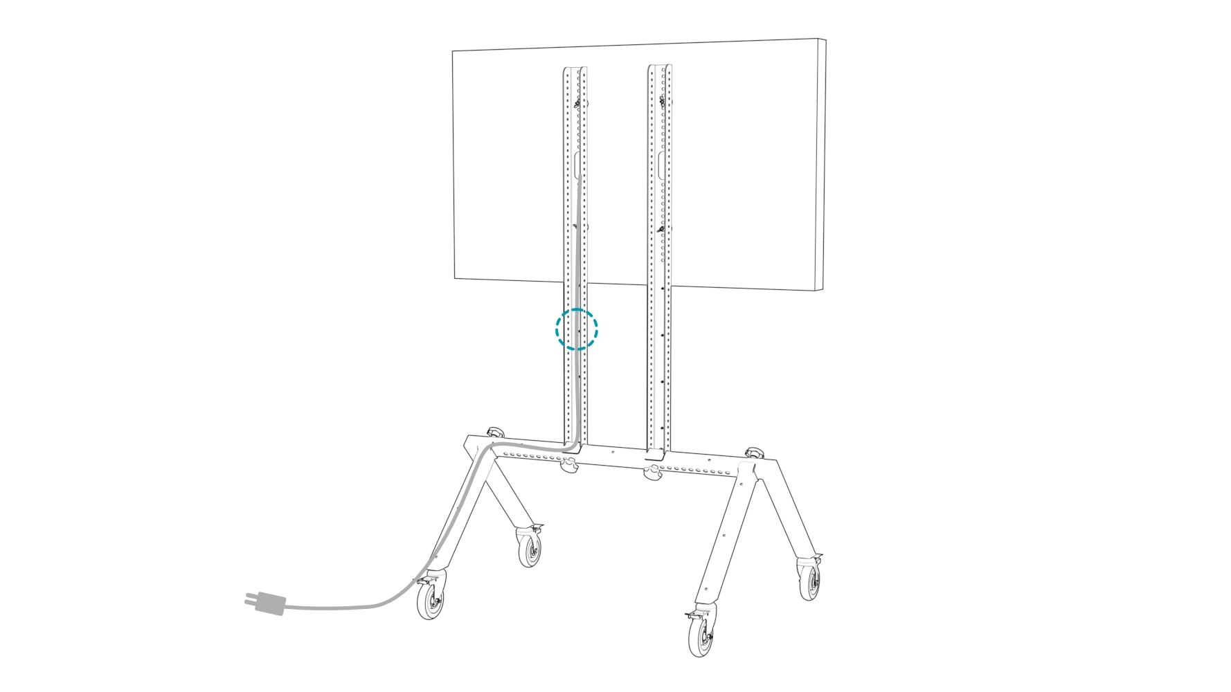Rear rail with a cable anchor location circled.