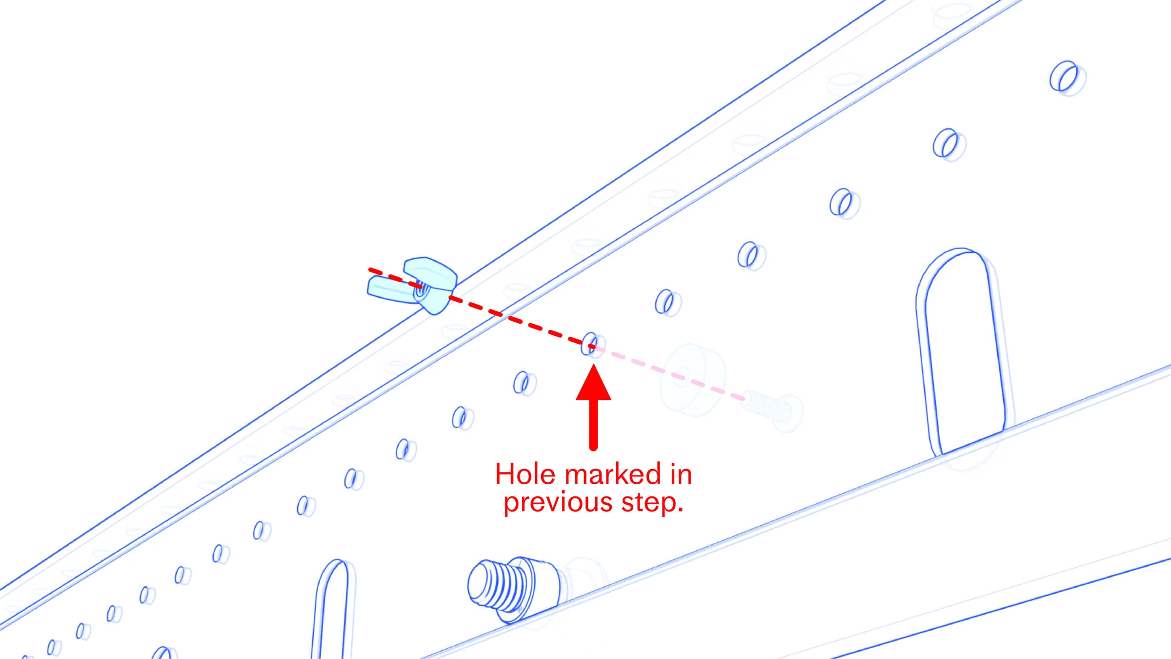 Locking bumper installed at a marked hole on the display bar.