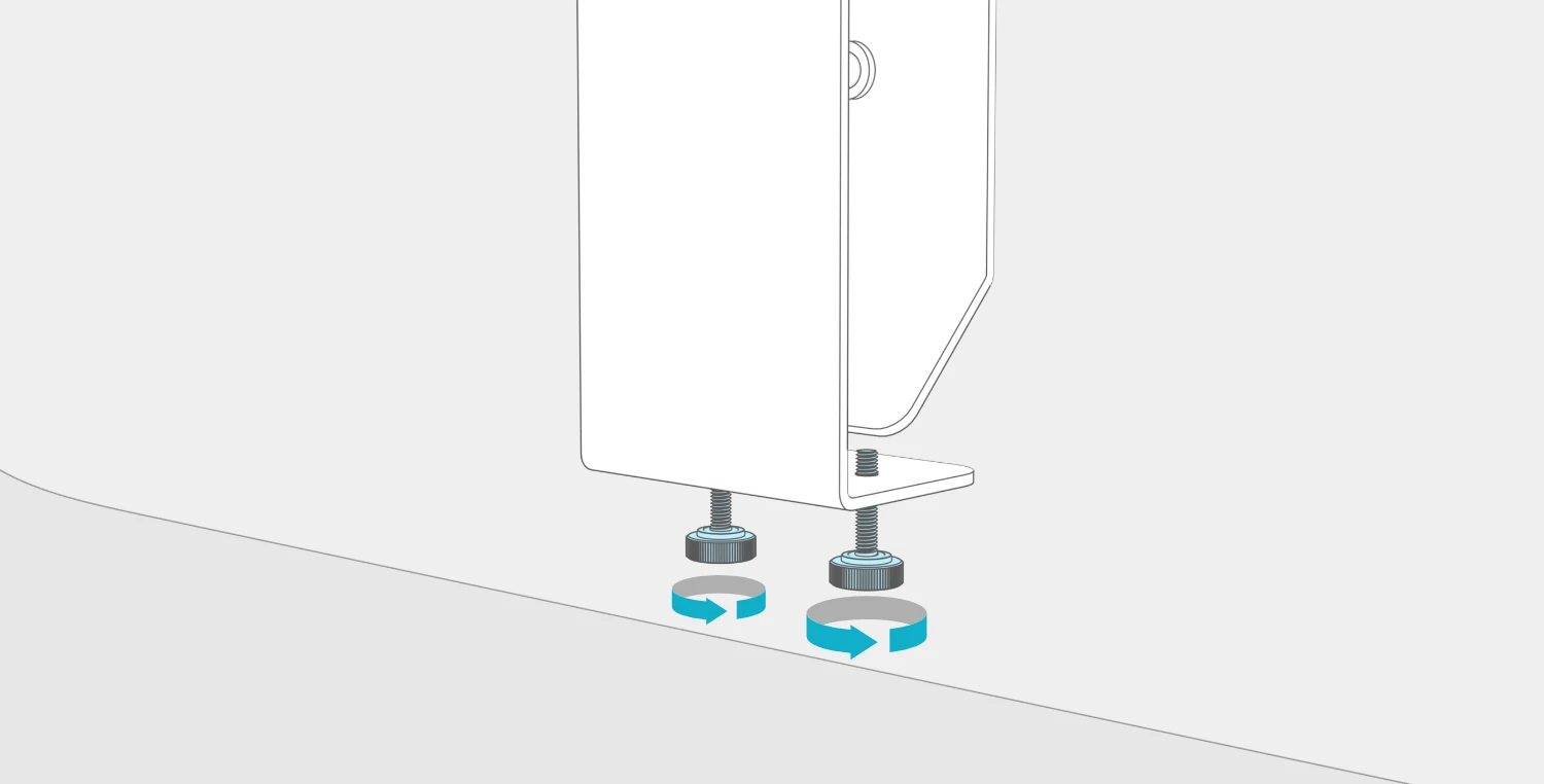 Close-up showing both thumbscrews tightened from beneath the panel.