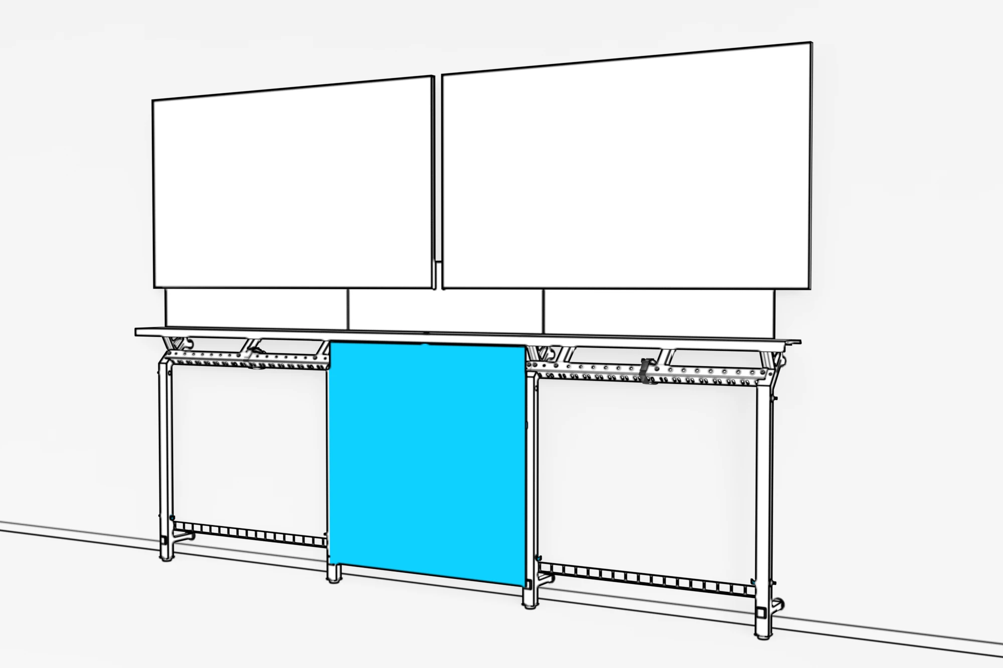 The center panel closed against the Framework legs.