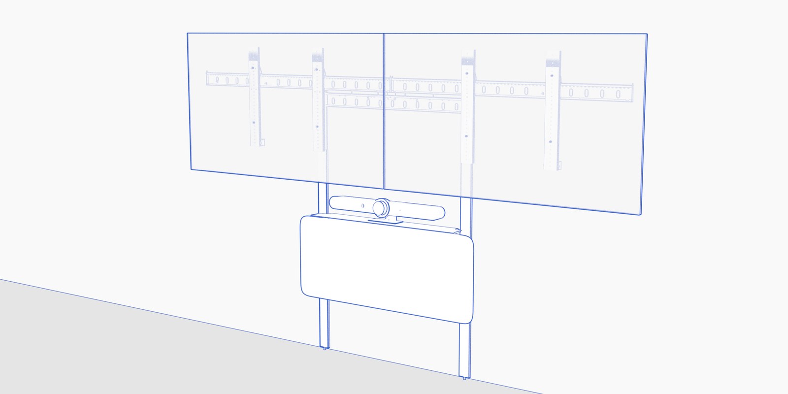 Animation showing the left-hand display lowered onto the bar and slid right toward the center.