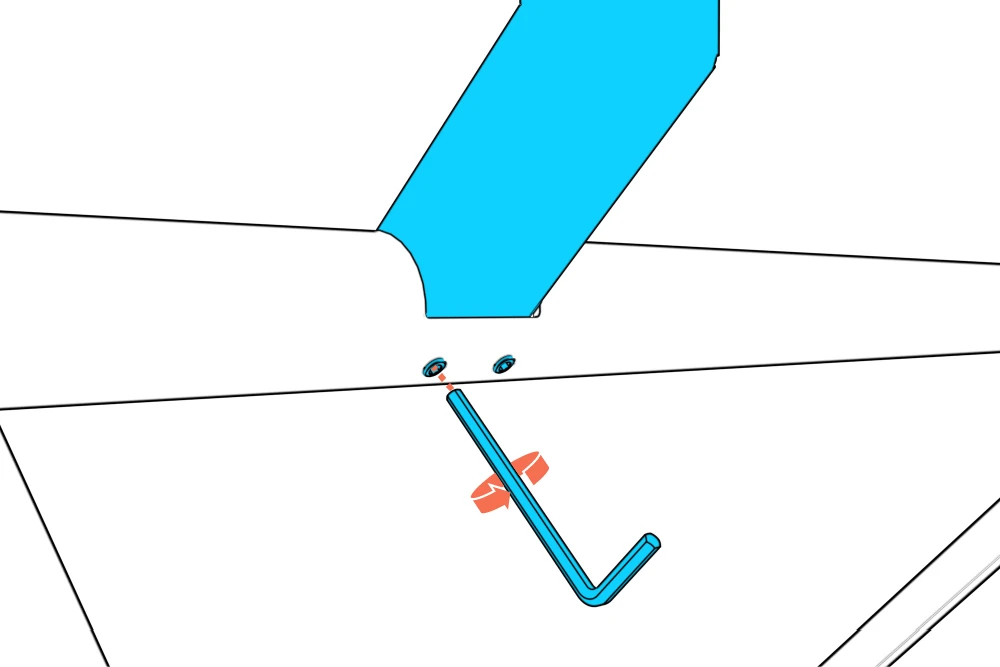 Hex key tightening a column set screw.