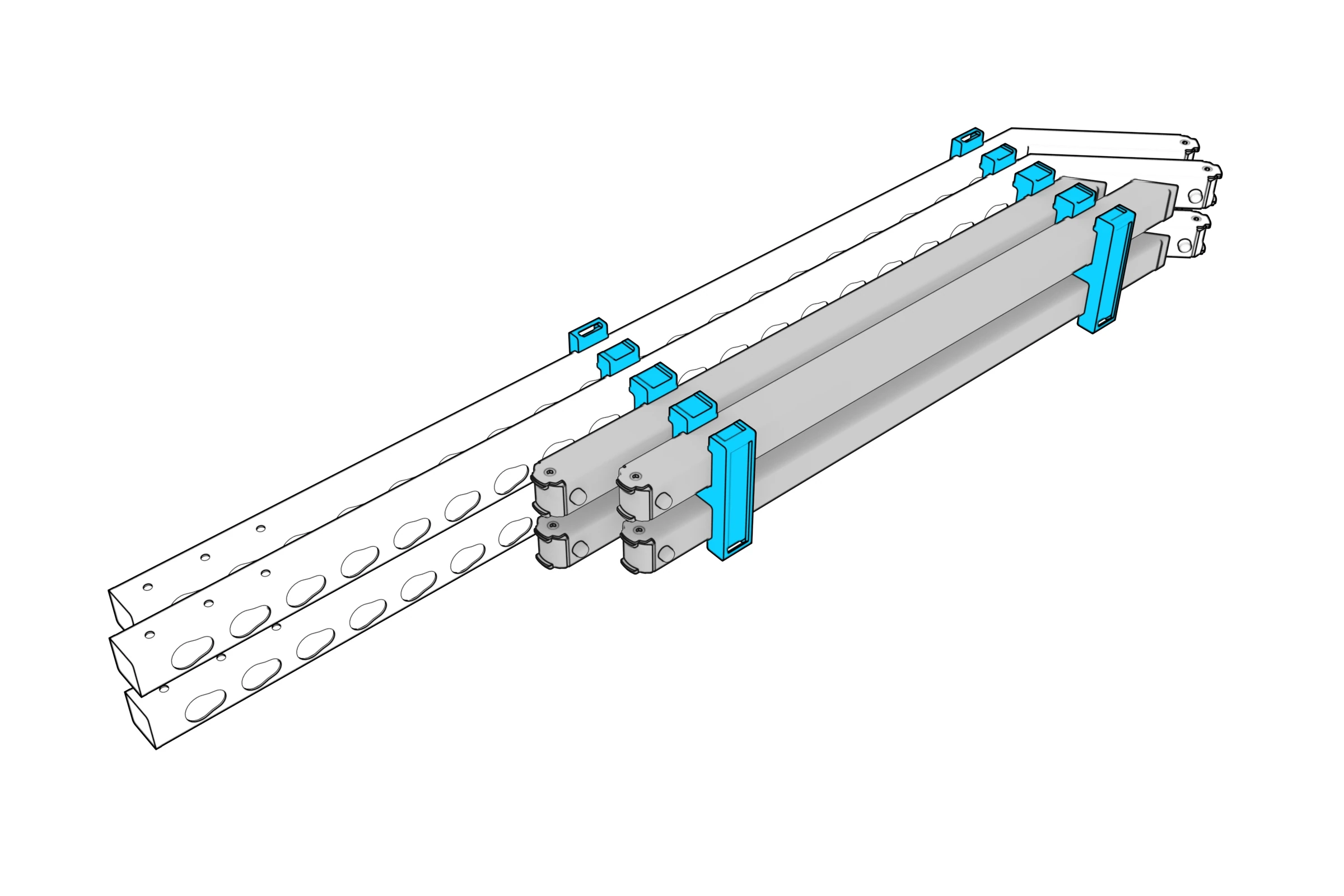 Four detached legs packed with the columns.