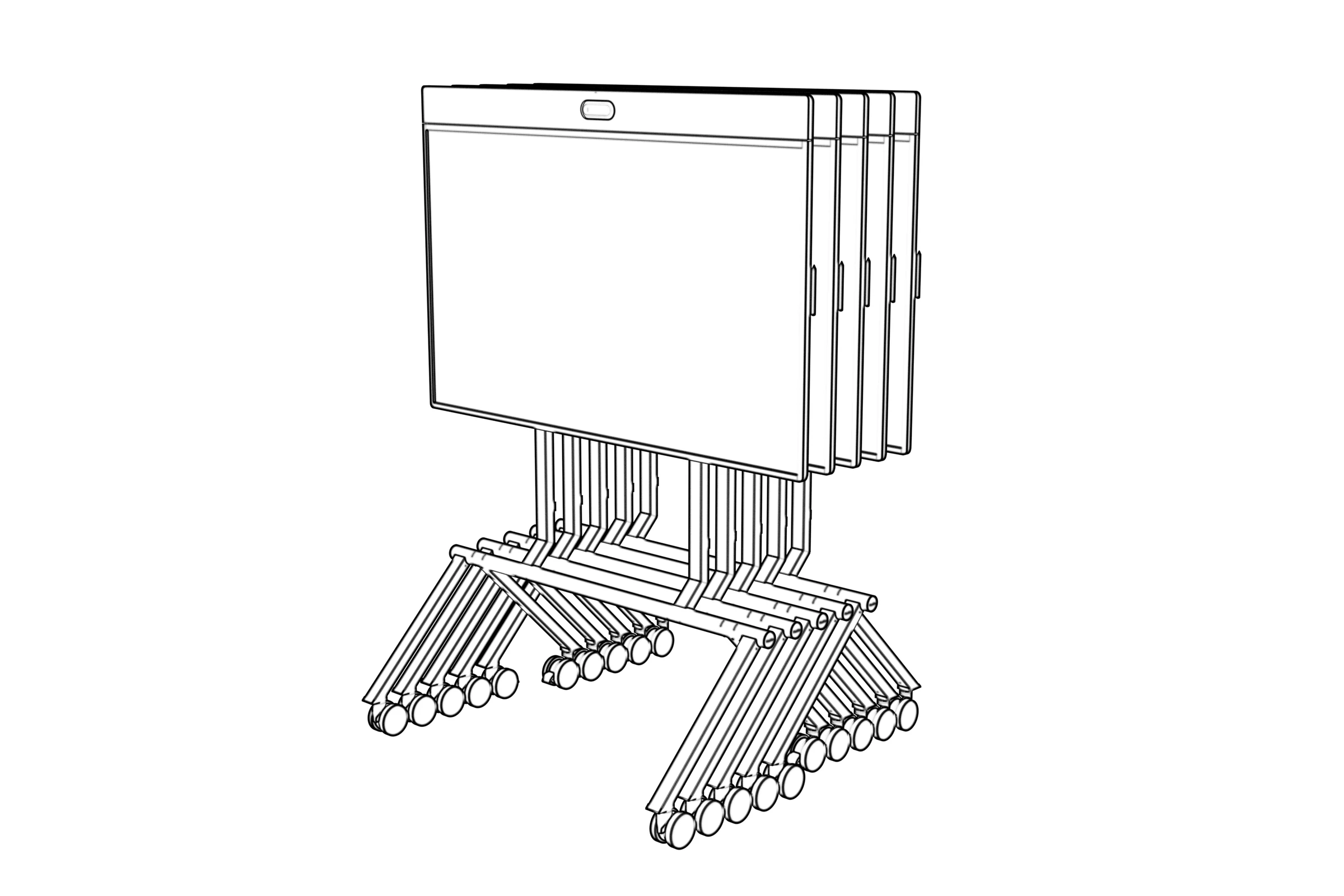 Multiple Rally Board stands nested together.