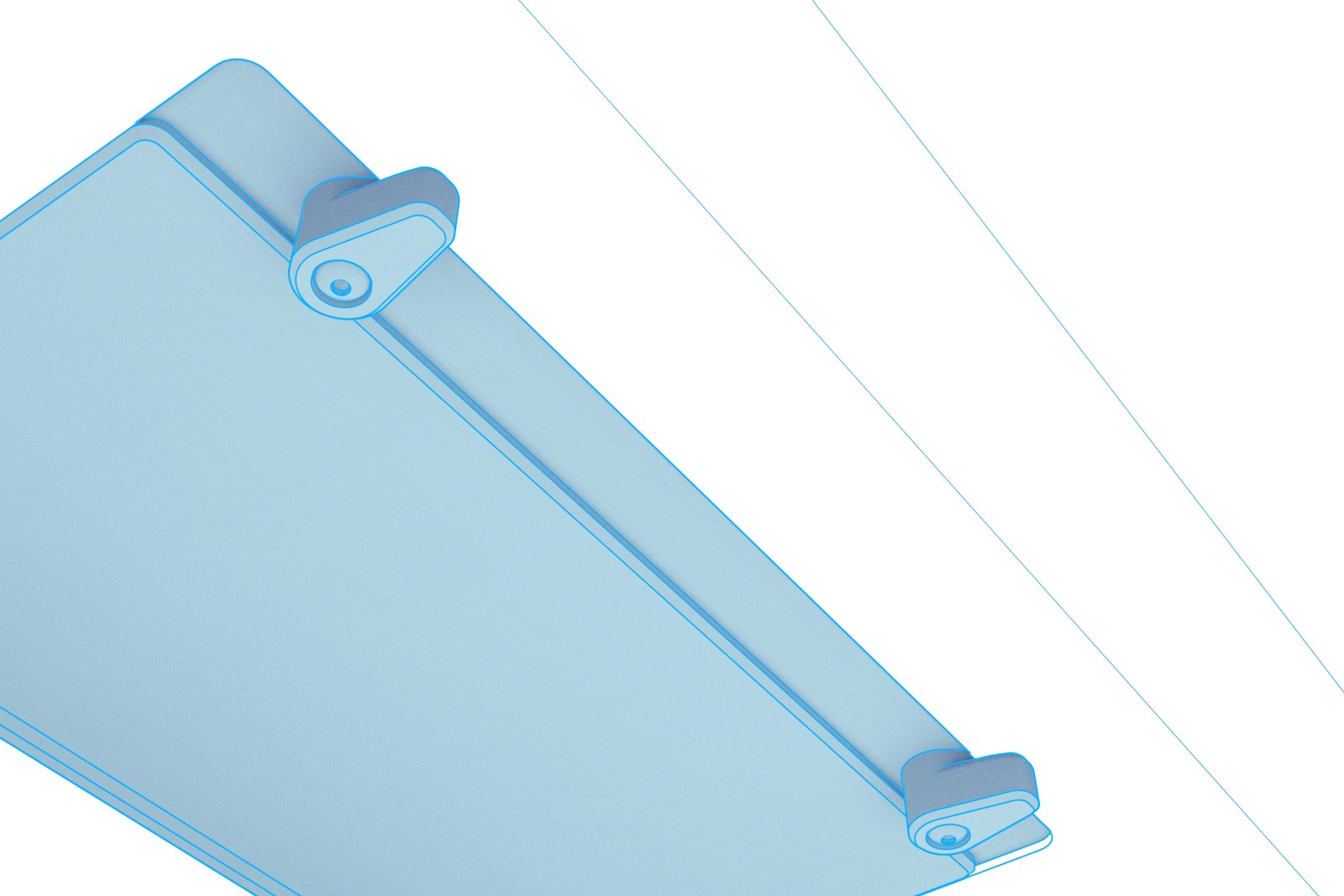 Animation showing the retaining tabs rotated outward beneath the console to hold the cover.