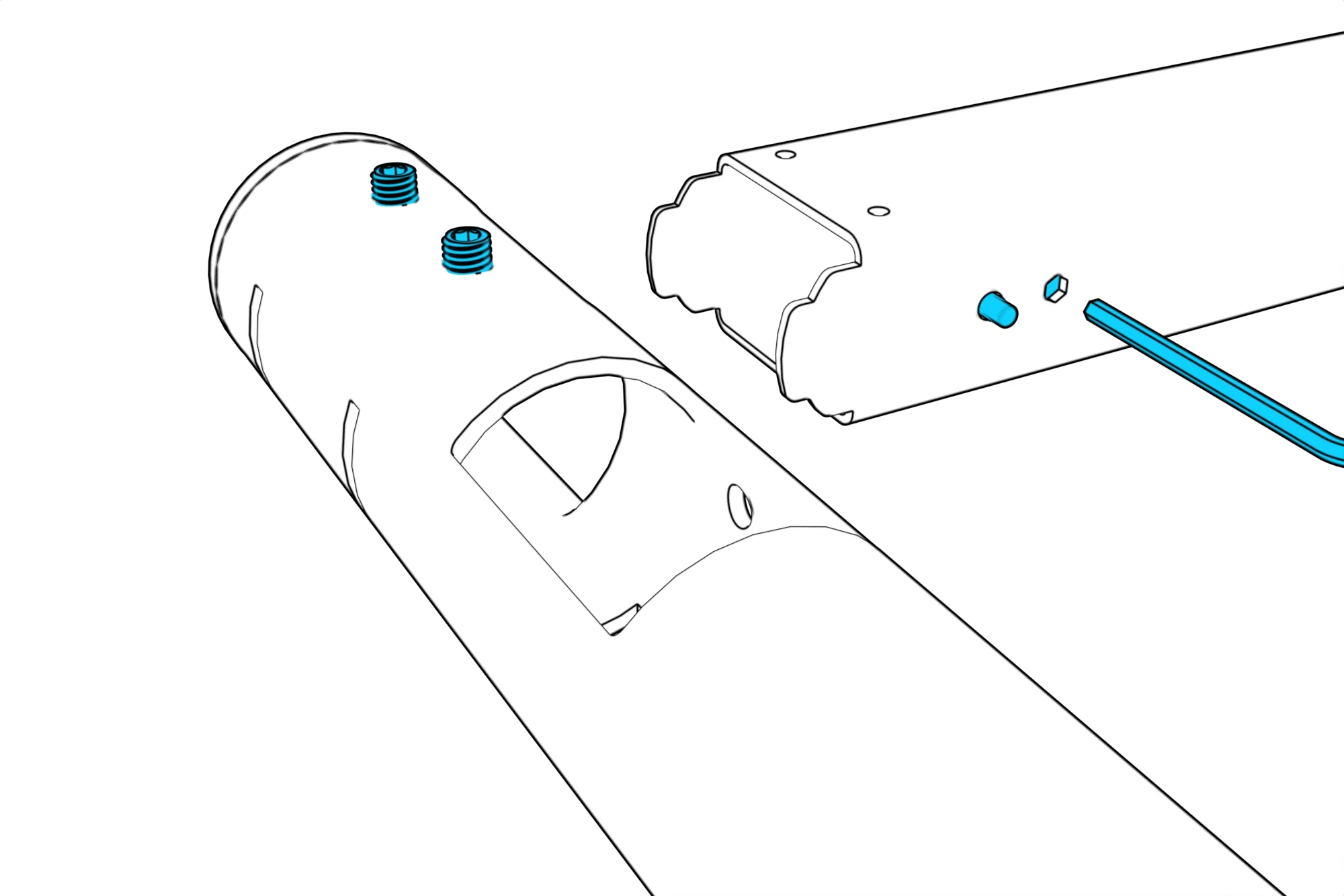 Leg separated from the beam, with the safety pin released.