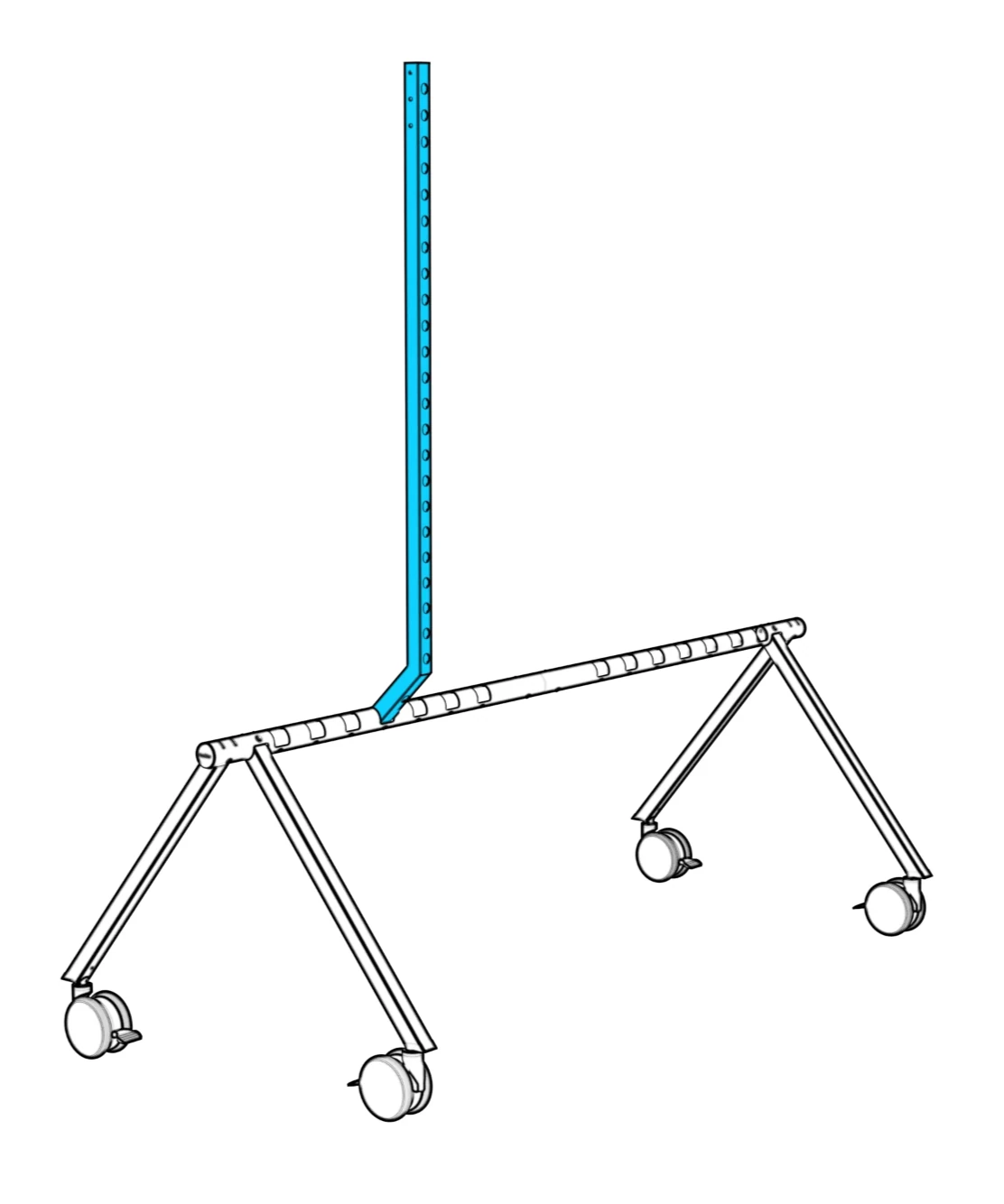 Stand with the first upright column installed.