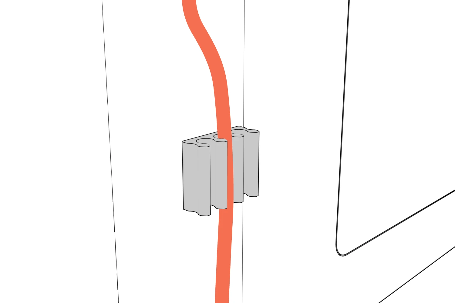 Close-up of cable held in a cable manager.