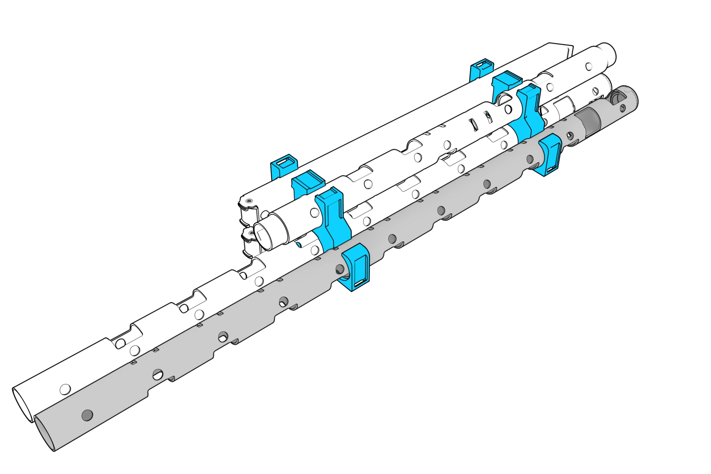 Remaining beam placed alongside the other bundled components.