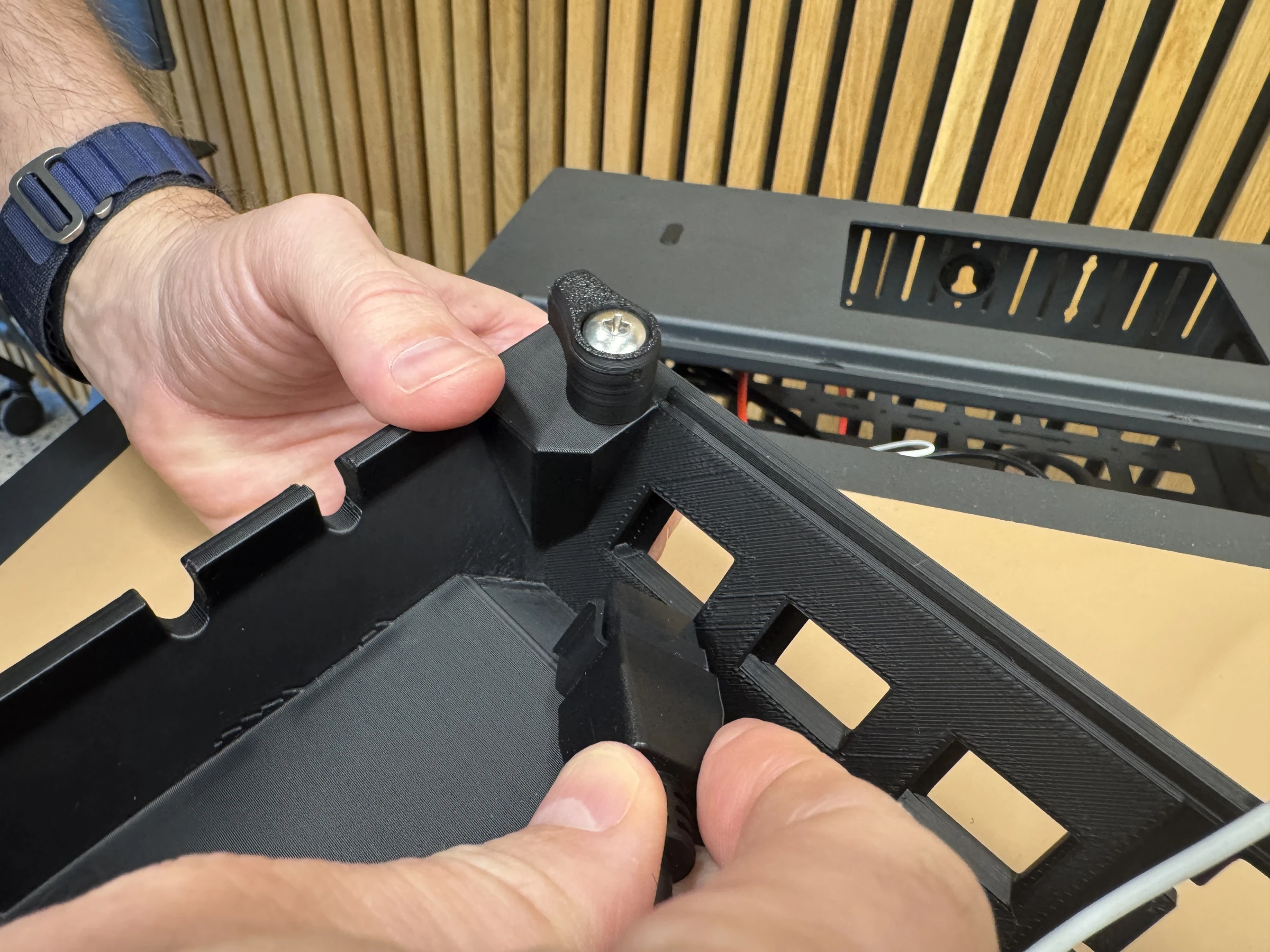 Photograph 18. Pressing the keystone module into its opening.