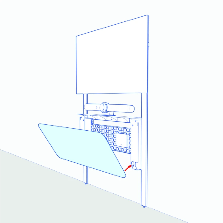 Front panel angled toward the side brackets, with its ball joints aligned above the sockets.