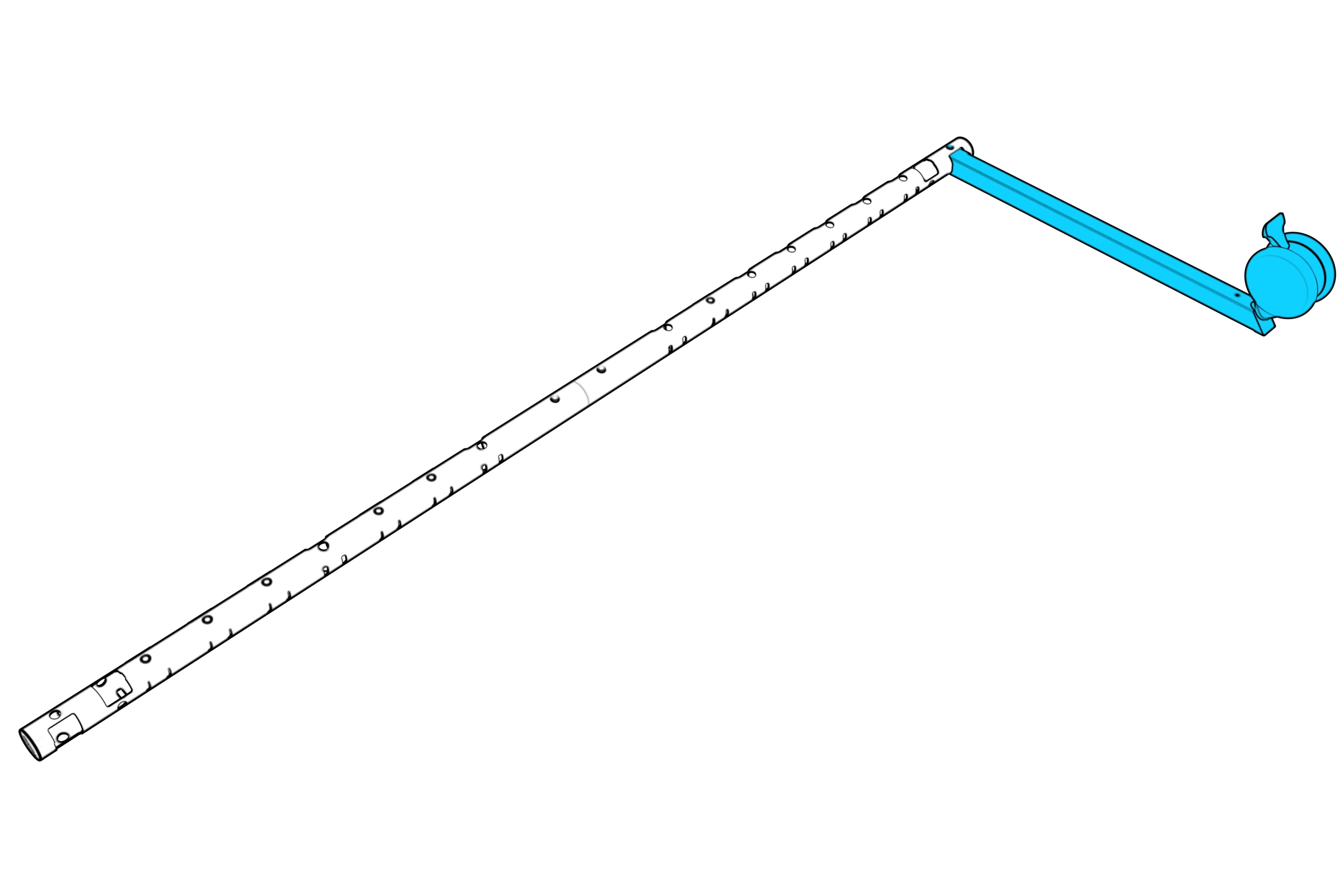 Beam lying on the surface with the first leg installed.