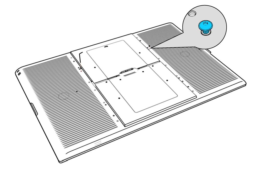 Short upper mounting screws positioned at the rear mounting holes, with an enlarged detail.