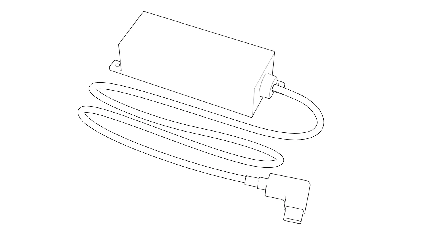 PoE/Ethernet adapter with an attached cable ending in a right-angle USB-C connector.