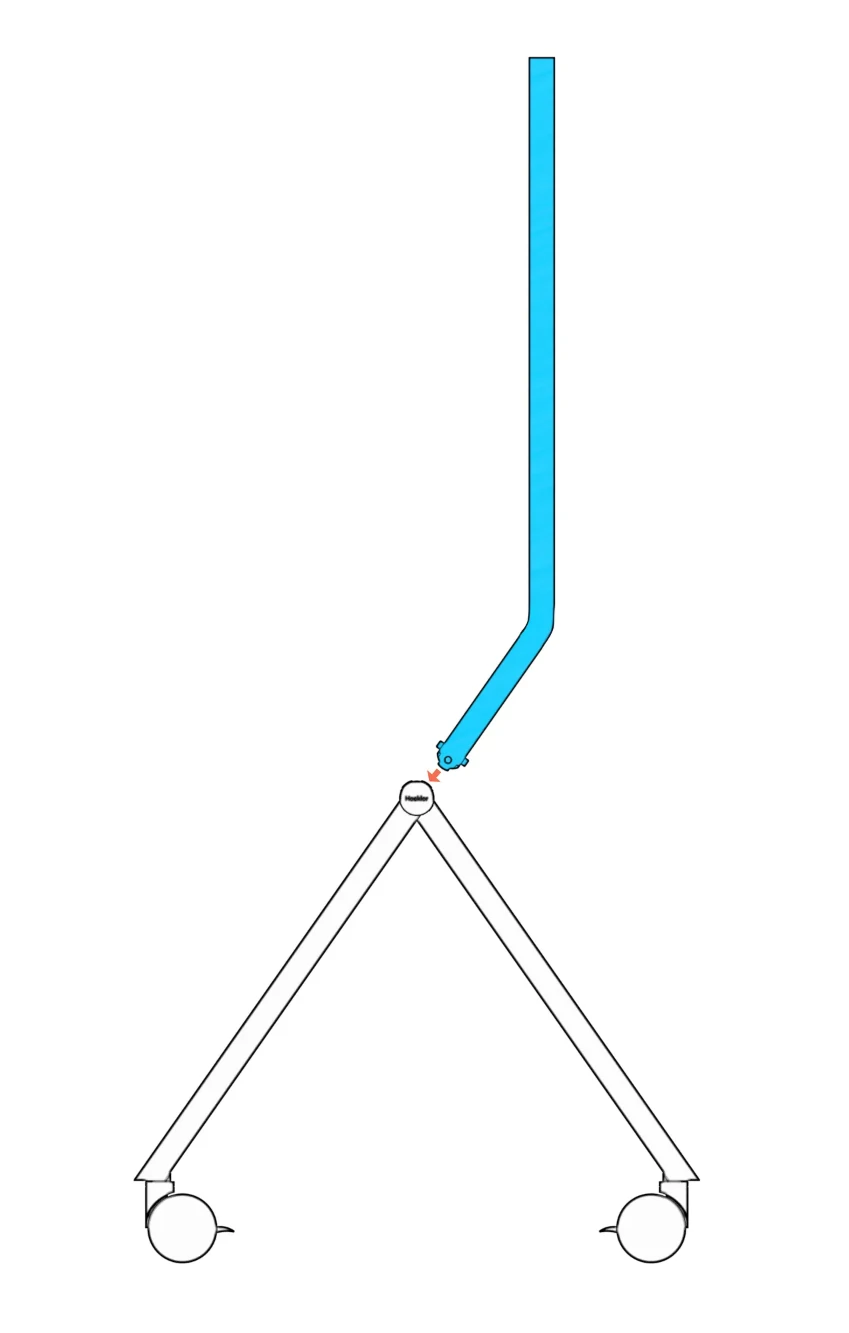 Bent column held upright above its socket in the beam.